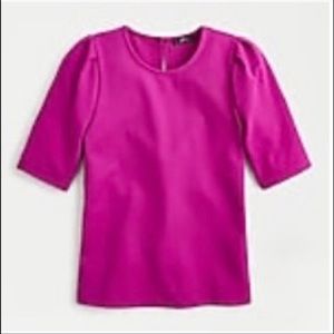 J.Crew Puff-sleeve Ponte Top - Dark Peony Size M